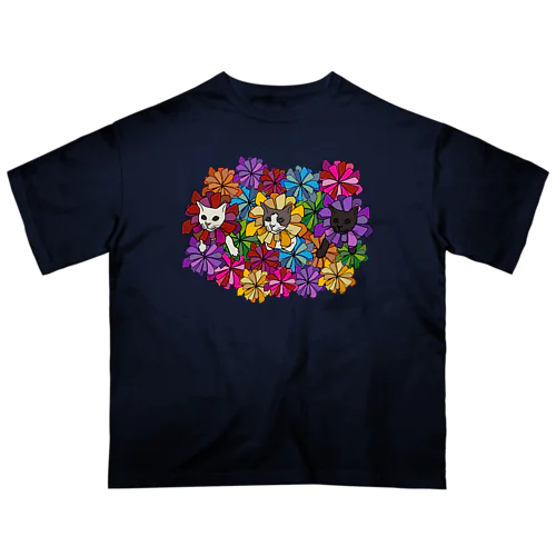 にゃんこ花畑。 オーバーサイズTシャツ