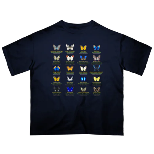 日本の蝶 Butterflies of Japan 2（南西諸島 Nansei Islands）★英名、和名、学名 [ダークカラー] Oversized T-Shirt