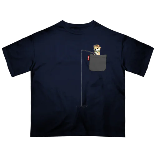 釣り柴ポケット（赤柴） Oversized T-Shirt