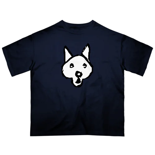 びっくりした犬（白塗り） オーバーサイズTシャツ