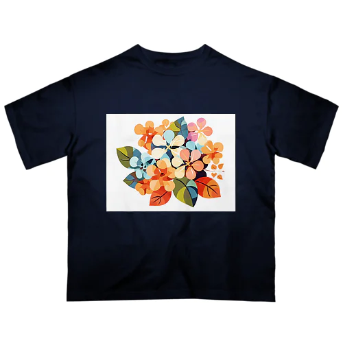 カラフル紫陽花 オーバーサイズTシャツ