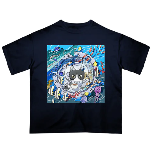 ぷにキャット【海】 Oversized T-Shirt