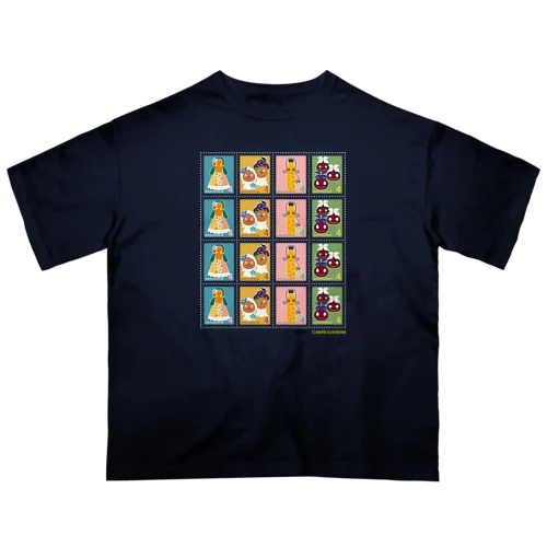 キャトル切手_お野菜ファッションショーA 4×4 オーバーサイズTシャツ
