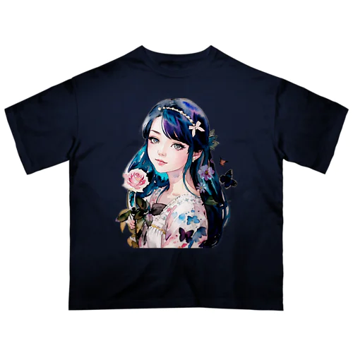 花と蝶のプリンセスガール Oversized T-Shirt