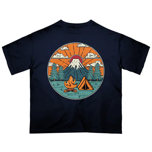 富士山とキャンプ オーバーサイズTシャツ