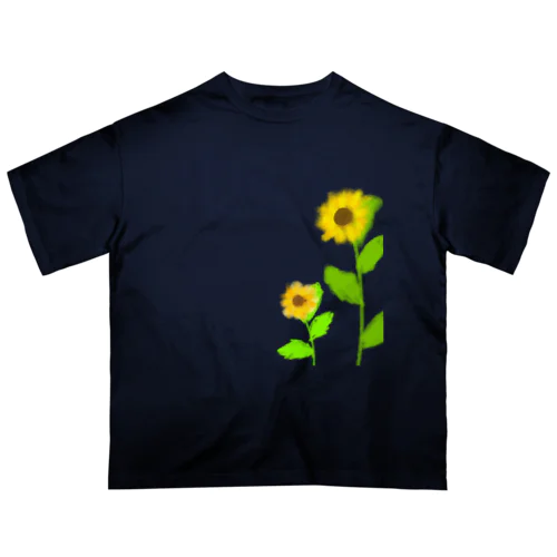 風に揺れる向日葵 オーバーサイズTシャツ