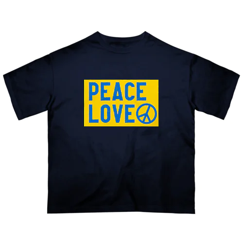 ウクライナ色PEACE LOVEピースマーク（Peace symbol） オーバーサイズTシャツ