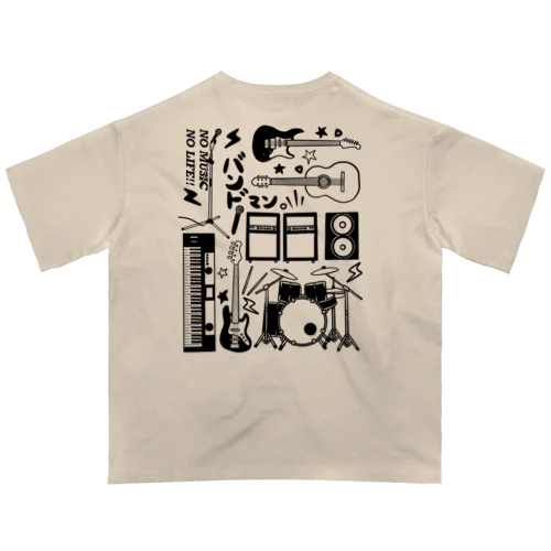 音楽大好きバンドマン（モノクロ ver） オーバーサイズTシャツ