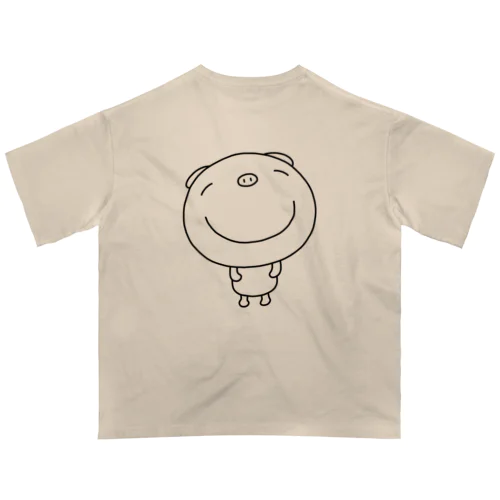 なかいさんちのぶた(ありがとう)黒 オーバーサイズTシャツ