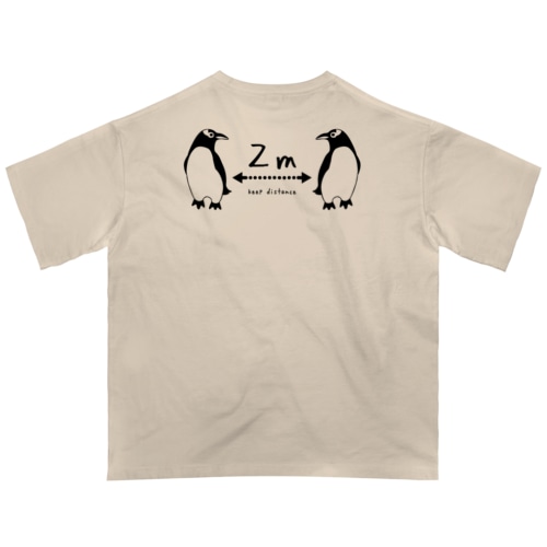 ジェンツーペンギン好きのためのソーシャルディスタンス　AW/1C Oversized T-Shirt