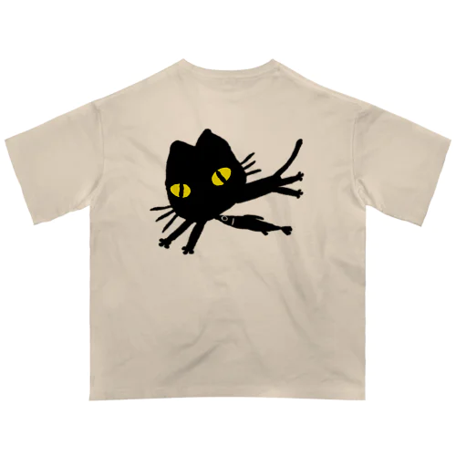 黒ネコとサンマ オーバーサイズTシャツ
