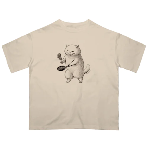 チャオとパンケーキ・モノクロ オーバーサイズTシャツ