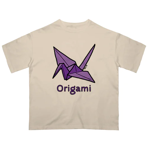 Origami (折り紙鶴) 色デザイン オーバーサイズTシャツ