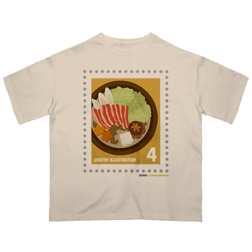 キャトル切手_すき焼き オーバーサイズTシャツ