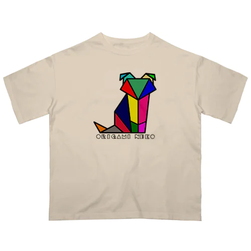 ORIGAMI NEKO (スコティッシュレインボー) オーバーサイズTシャツ