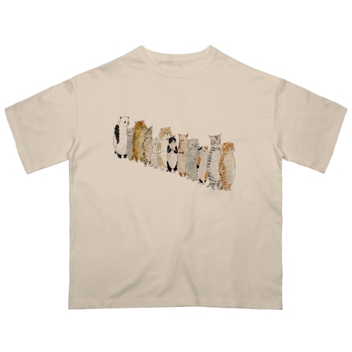 行列にゃんこ Oversized T-Shirt