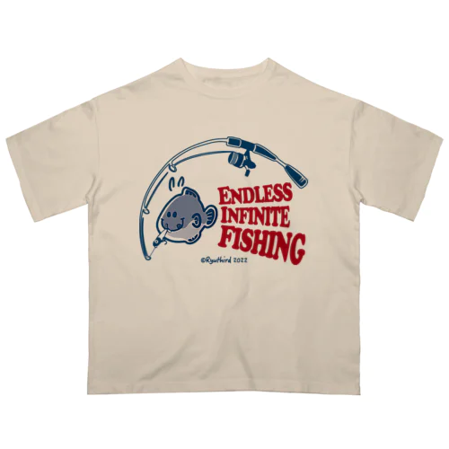 無限の釣り（青赤） オーバーサイズTシャツ