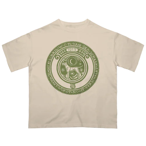 番犬と上弦の月（緑） Oversized T-Shirt