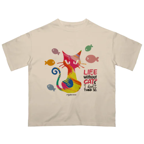 猫ライフ(ペンキ) オーバーサイズTシャツ