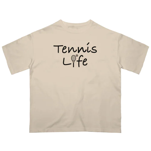 テニス・TENNIS・ライフ・筆記文字・アイテム・デザイン・ラケット・ガット・イラスト・スポーツ・Tシャツ・サーブ・男子・女子・かっこいい・かわいい・選手・画像・ボール・王子・応援 オーバーサイズTシャツ