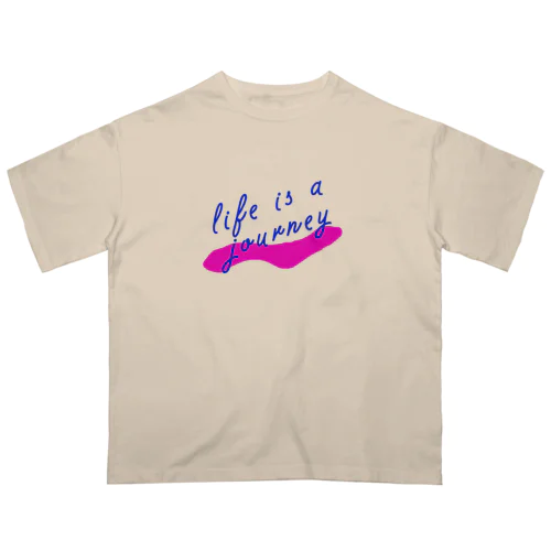 人生は旅だ　ピンク オーバーサイズTシャツ