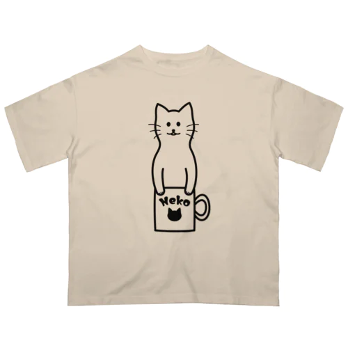 【猫コップ】 Oversized T-Shirt