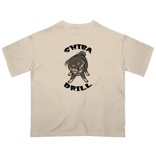 柴ドリル（黒柴） オーバーサイズTシャツ