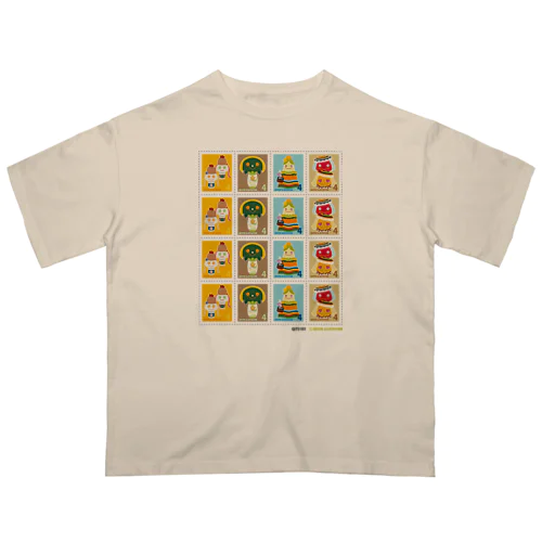 キャトル切手_お野菜ファッションB 4×4 オーバーサイズTシャツ