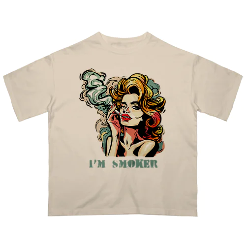 煙草を吸う美女 オーバーサイズTシャツ