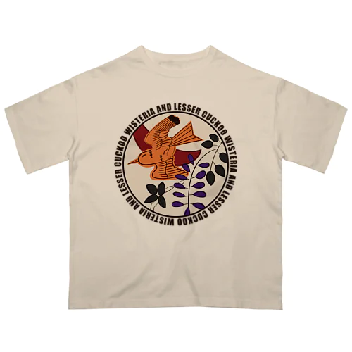 花札丸デザイン「藤に杜鵑」01 オーバーサイズTシャツ