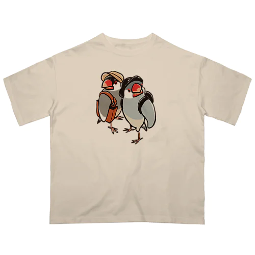 文鳥ちゃん知らない街を探検 オーバーサイズTシャツ