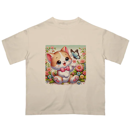 リボン子猫 オーバーサイズTシャツ