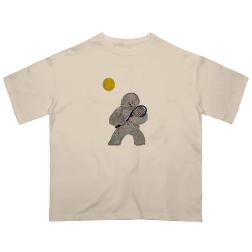 playing tennis dog オーバーサイズTシャツ