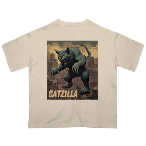 ゴジラになりたい猫 CATZILLA Oversized T-Shirt