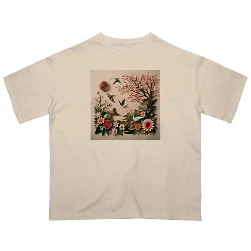 折り紙アート　春の兆し オーバーサイズTシャツ