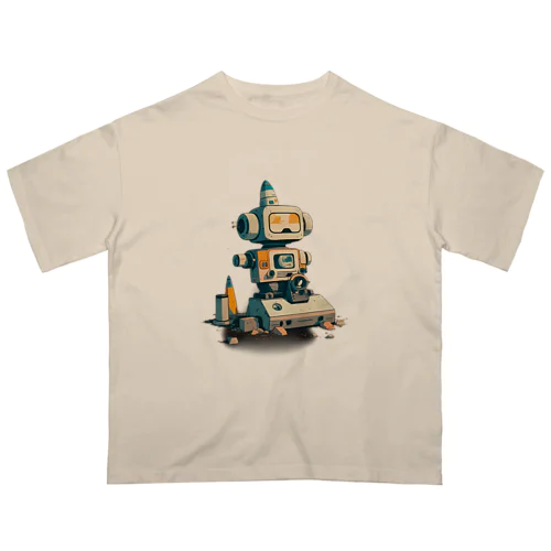 いろいろと四角いレトロなガラクタロボットくん オーバーサイズTシャツ