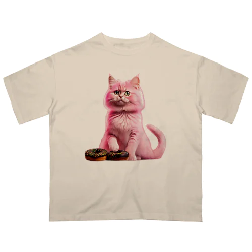 cat and donut Oversized T-Shirt