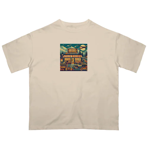 Retro Snow Mountain Wine Oversized T-Shirt