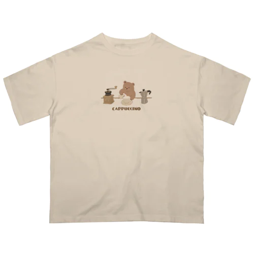 カプチーノを淹れるくま オーバーサイズTシャツ