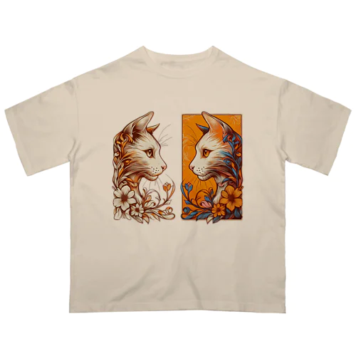 アールヌーボーな双子猫 Oversized T-Shirt