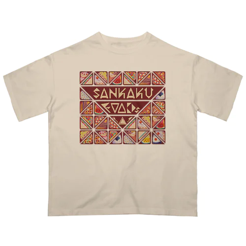 Pixelart graphic “SANKAKU FOODs” レッド Oversized T-Shirt