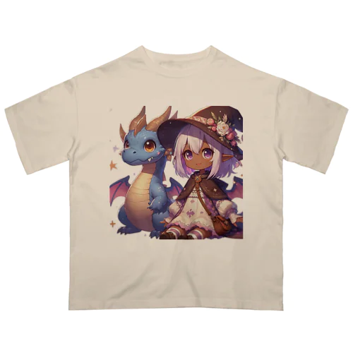 ドラゴンと可愛い女の子3 オーバーサイズTシャツ