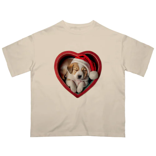 クリスマスの癒しの子犬 オーバーサイズTシャツ