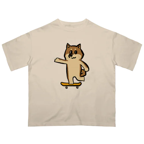 柴犬スケボーする オーバーサイズTシャツ