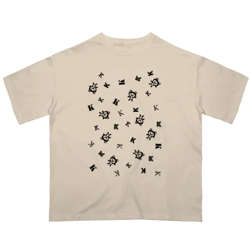 ケロっ子 パターン ブラック Oversized T-Shirt
