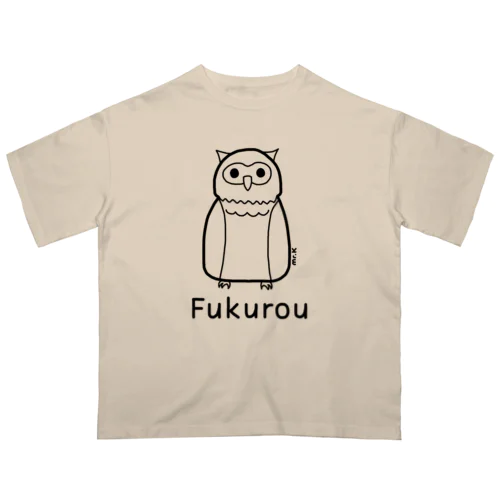 Fukurou (フクロウ) 黒デザイン オーバーサイズTシャツ