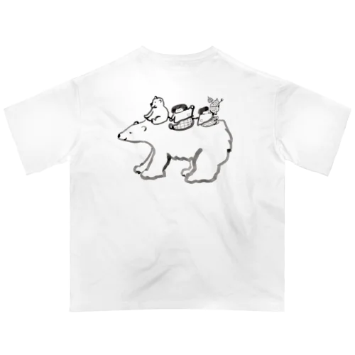 （背面）シロクマとまめズ オーバーサイズTシャツ