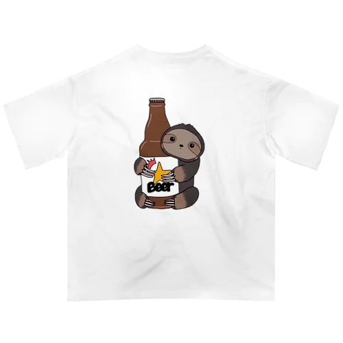 ビール大好きナマケモノ大きめTシャツ Oversized T-Shirt