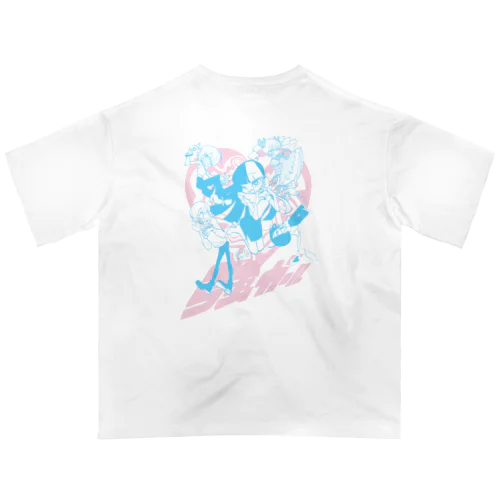 I♡強ガール pink&blue ver. オーバーサイズTシャツ