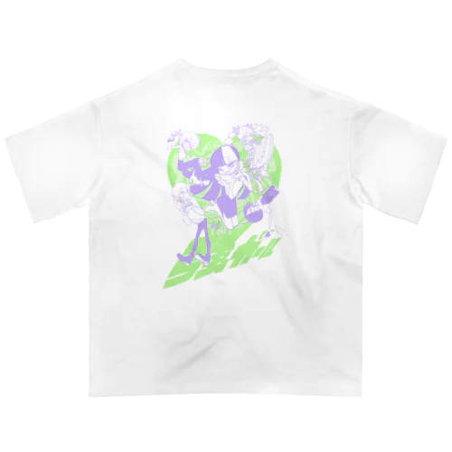 I♡強ガール green&purple ver. オーバーサイズTシャツ